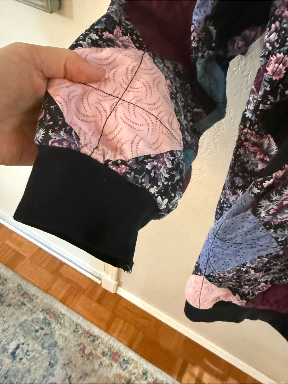 Quilted Patchwork Bomber Jacket - Purple Multi - Picture 5 of 5